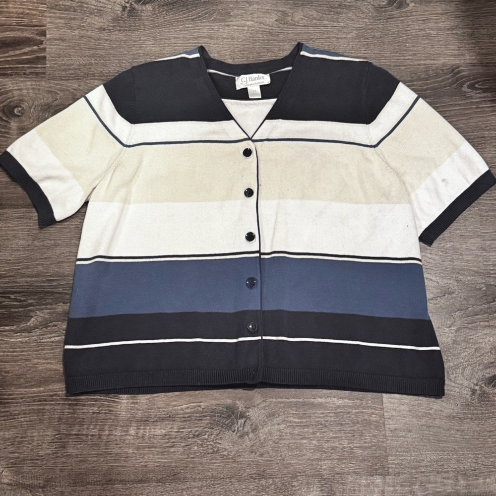 C.J. Banks Blue and White Cardigan